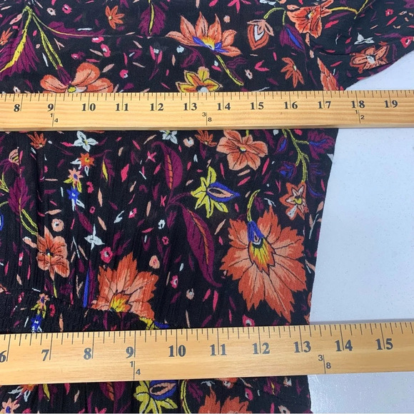 Old Navy Dark Floral Midi Dress Small  Gauzy Cinch Ruffle Fairy Grunge Work Boho - Picture 11 of 11